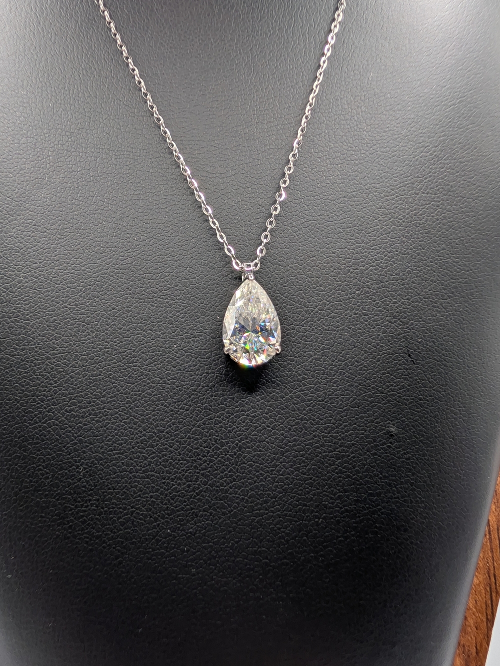 NWT Joseph the Jeweler 3.03CT Pear Moissanite Solitaire Necklace S925